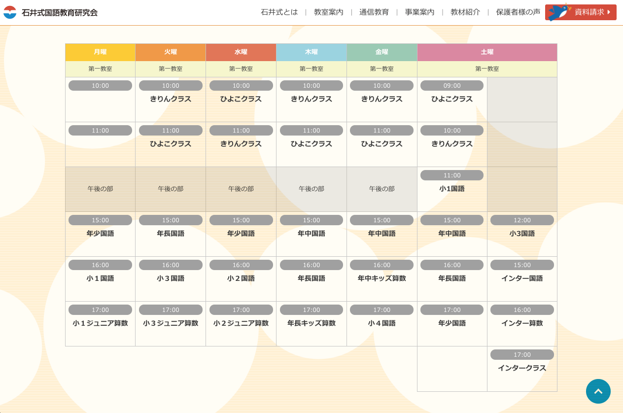 時間割 : 石井式国語教育研究会